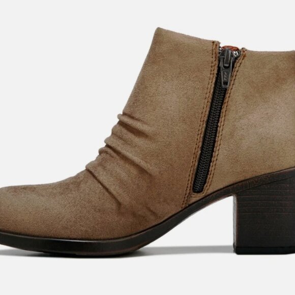 NEW BORN B.O.C TAUPE ANKLE BOOTS WOMEN  Z37017 BOOTIES STACKED HEEL ZIP SIDE - Picture 4 of 6